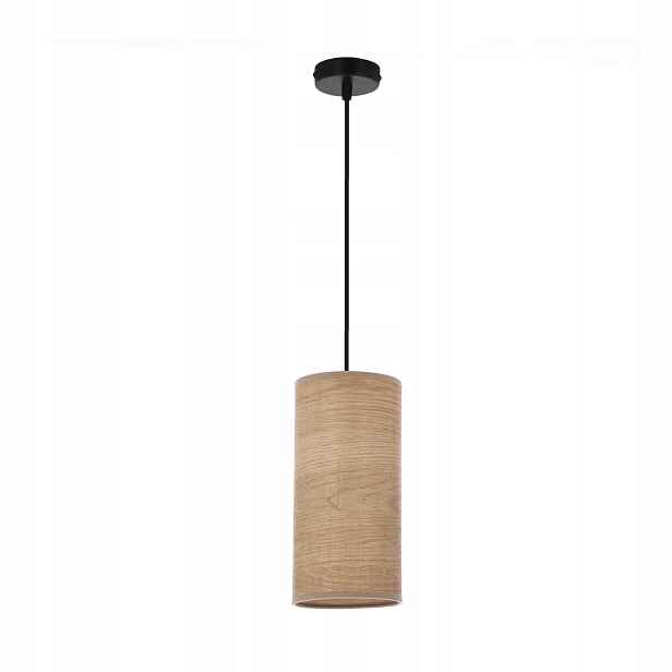 Závěsná lampa Ballo Černá Abažur Ořechová Jednotlivá E27 Skandinávská