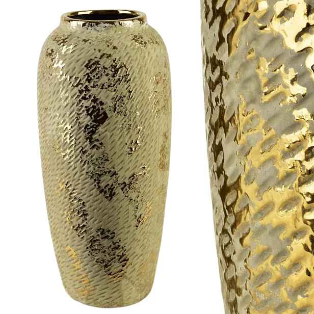 Zlatá keramická váza Yarine Gold 39 Cm Váza na živé květiny