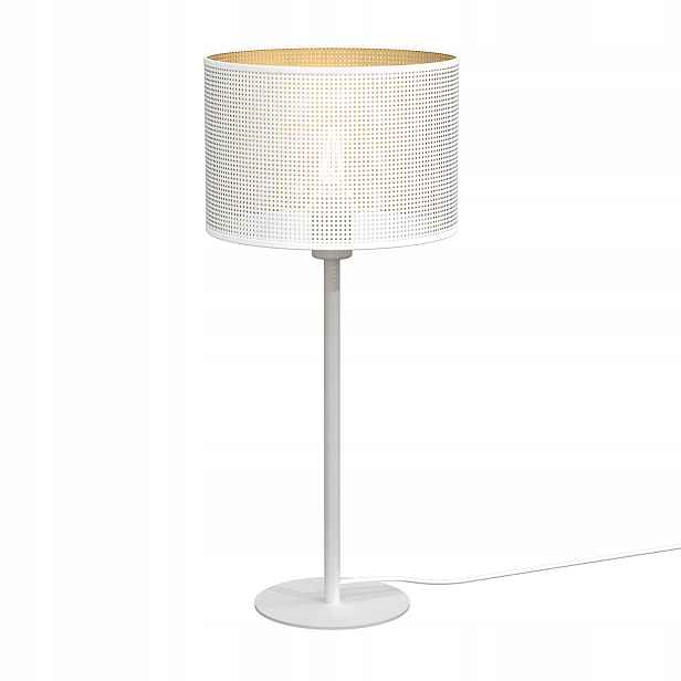 Loftová stolní lampa bílá zlatá, síťované stínítko do ložnice 56 Luminex