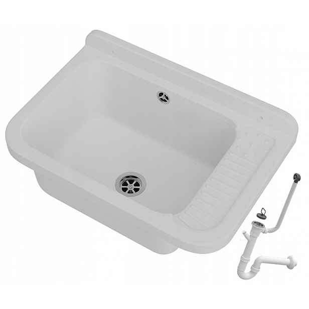 Bílý dřez technický dřez do kotelny Komora Polo technický Sifon