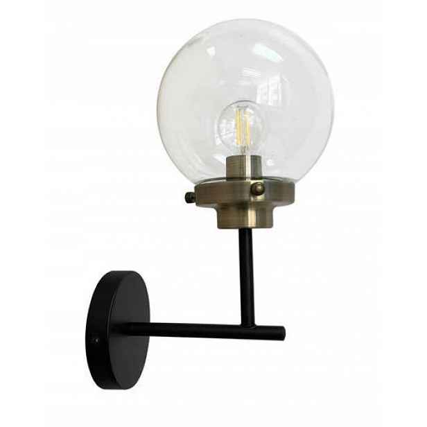 Skleněná nástěnná lampa koule černá/měď Lens Candellux