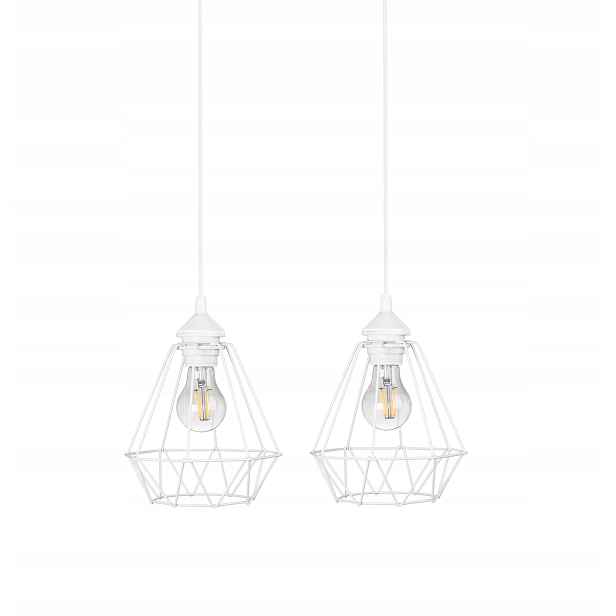 Závěsná stropní lampa s dvojitou bílou lištou E27
