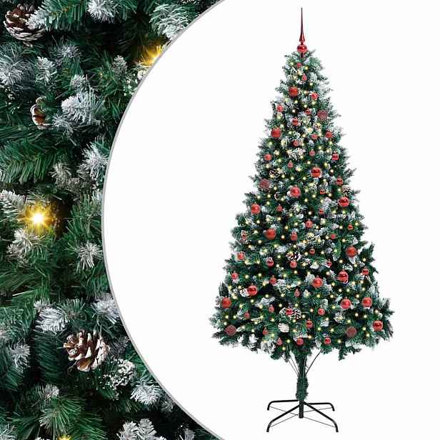 vidaXL Umělý vánoční stromeček Zelená 210 cm PVC, ocel a plast