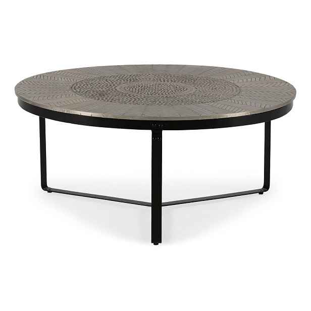 Černý/šedý matný kulatý konferenční stolek ø 90 cm Clarisa – MOME