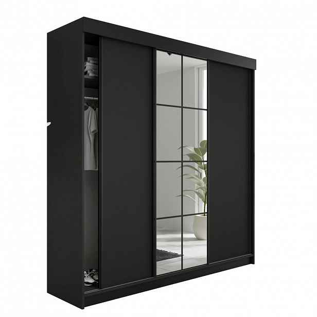 Kier Furniture POSUVNÁ ŠATNÍ SKŘÍŇ LAMARO - 250x205x59cm - Černá