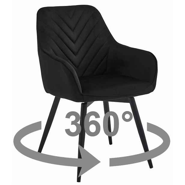 Otočné jídelní křeslo NANA360 VELVET, černé