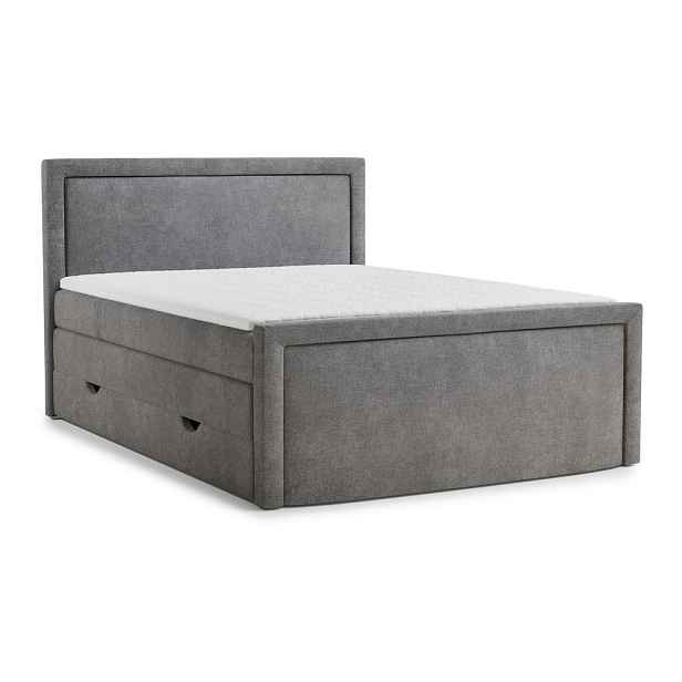 Šedá boxspring postel s úložným prostorem 200x200 cm Fresco – Maison de Rêve