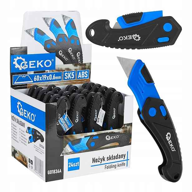 Skládací nůž Abs s trapézovou čepelí 60x19x0.6 mm SK5-výstavní karton