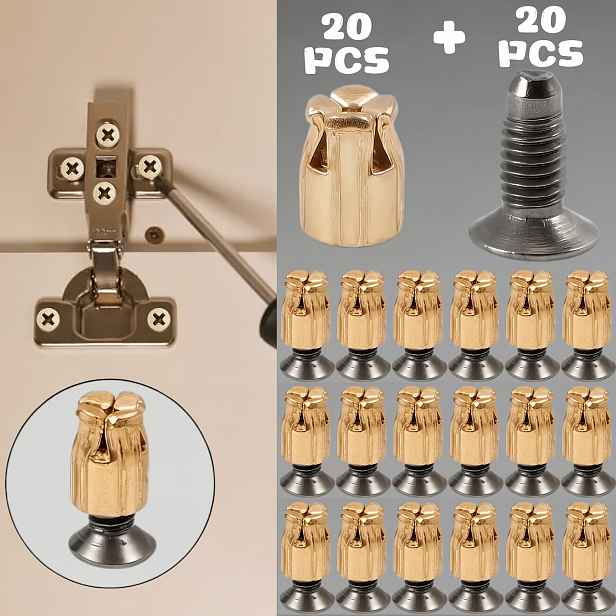 TEMU Sada šroubů a šroubovacích čepů 16/40 ks, multifunkční pantové šrouby a předem zabudovaný hardware, šrouby a hardware pro upevnění skříní,