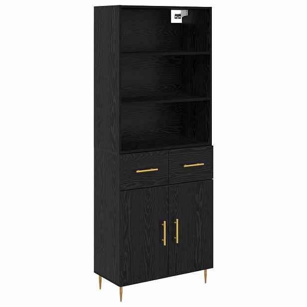 vidaXL Vysoký bufet Černý dub 69,5 x 34 x 180 cm Kompozitní dřevo