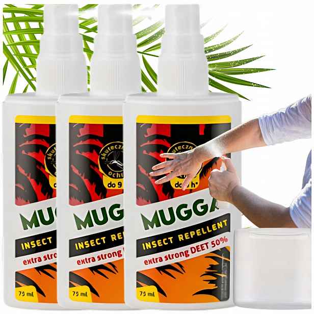 Mugga Deet 50% Sprej proti komárům, klíšťatům a hmyzu 3 balení přípravek 75 Ml