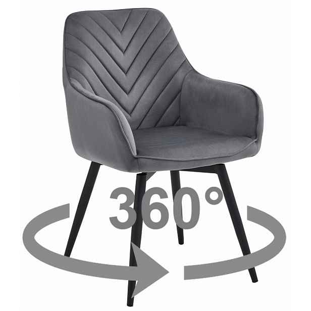 Otočné jídelní křeslo NANA360 VELVET, tmavě šedé