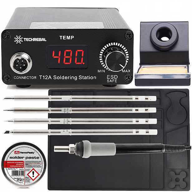 Pájecí Stanice Techrebal T12 75W Set Esd Podložka 4 Hroty Pasta Tavidlo
