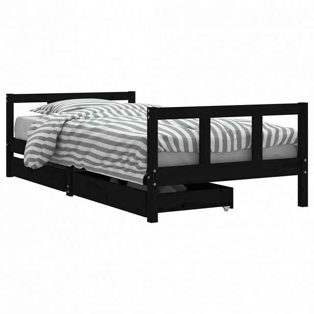 vidaXL Dětská postel se zásuvkami černá 90x190 cm masivní borové dřevo