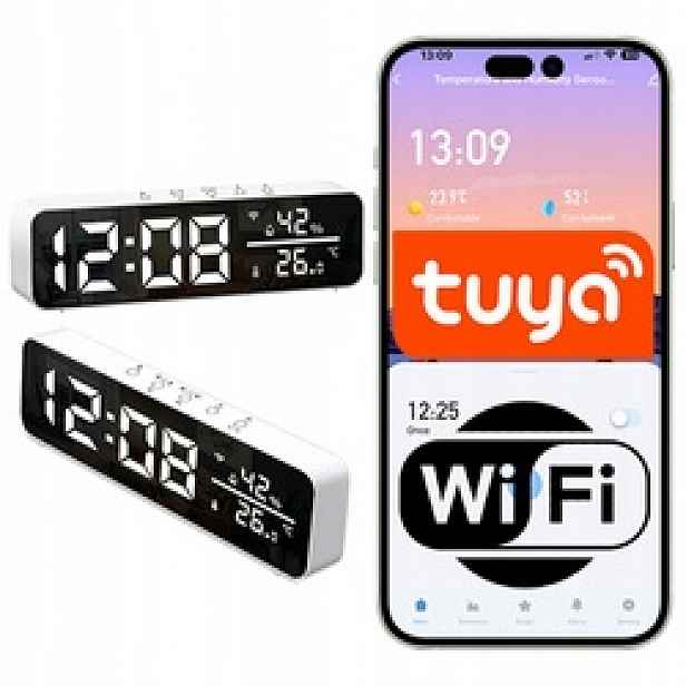 Wifi hodiny s vestavěným senzorem teploty a vlhkosti Tuya Smart
