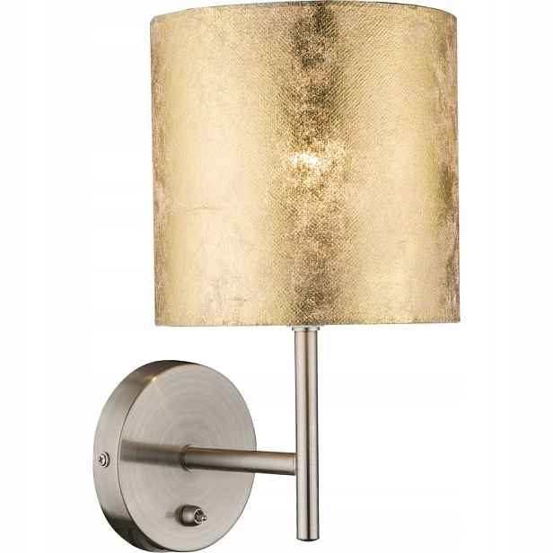 Zlatá nástěnná lampa Amy I s teplým leskem nad postelí v ložnici Globo