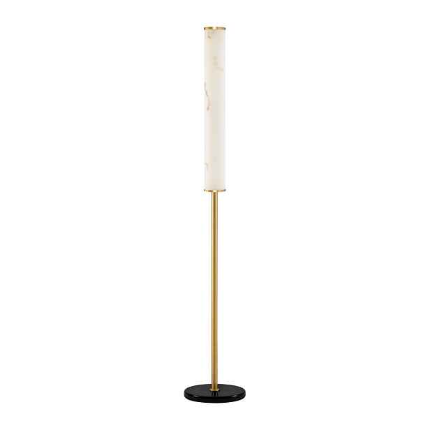 Bílá/v mosazné barvě LED stojací lampa v dekoru mramoru (výška 140 cm) Nolia – Nova Luce