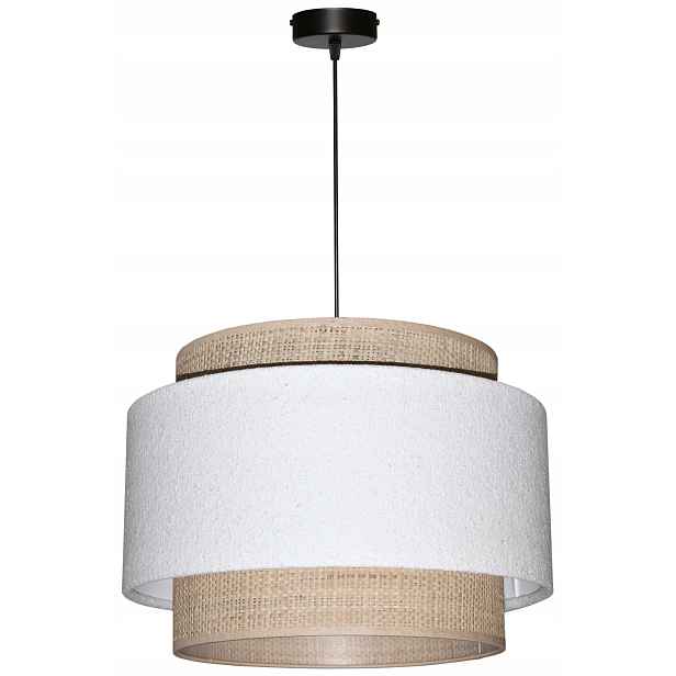 Závěsná stropní lampa Abažur 35 E27 Bílá Boucle Venosa Rafia Ratan Boho