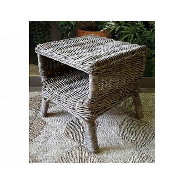 Ratanový odkládací stolek GREY - šedý ratan