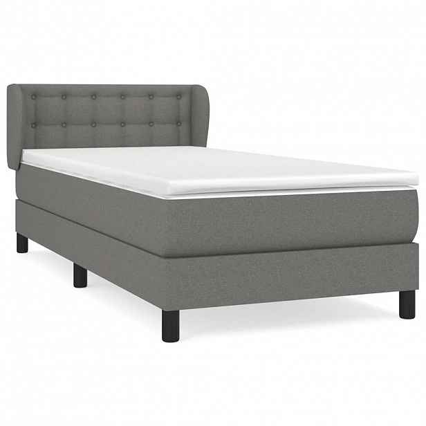 vidaXL Box spring postel s matrací tmavě šedá 90x200 cm textil