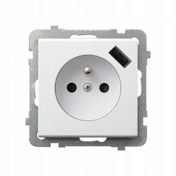 Ospel Sonáta bílá matná zásuvka s uzemněním Usb GP-1RZPUSB/m/75