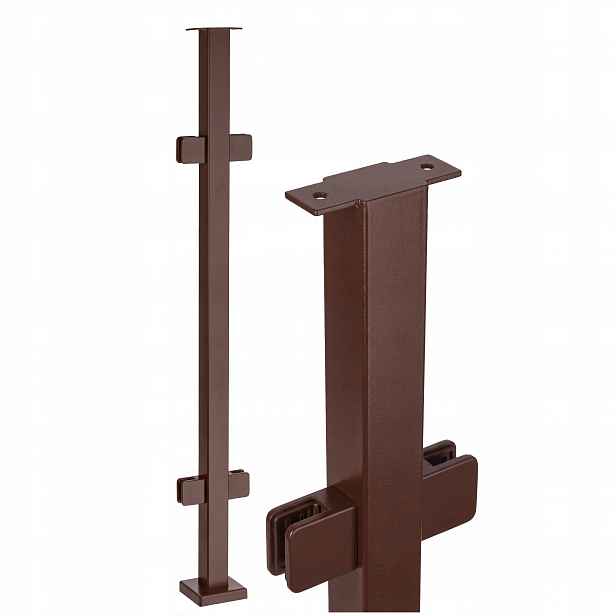 Průchozí sloupek pro skleněné zábradlí 110 cm Sklo Hnědý 40x40 mm Loft