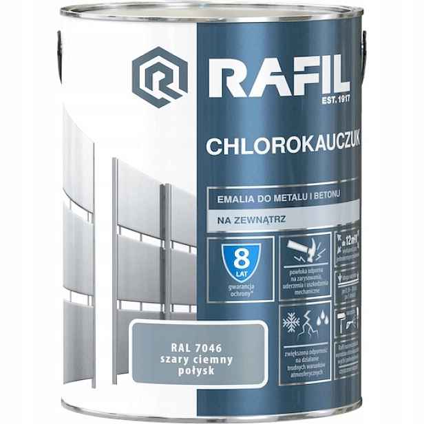 Rafil Chlorkaučukový Smalt 5 L Šedý Tmavý 7046 Lesk