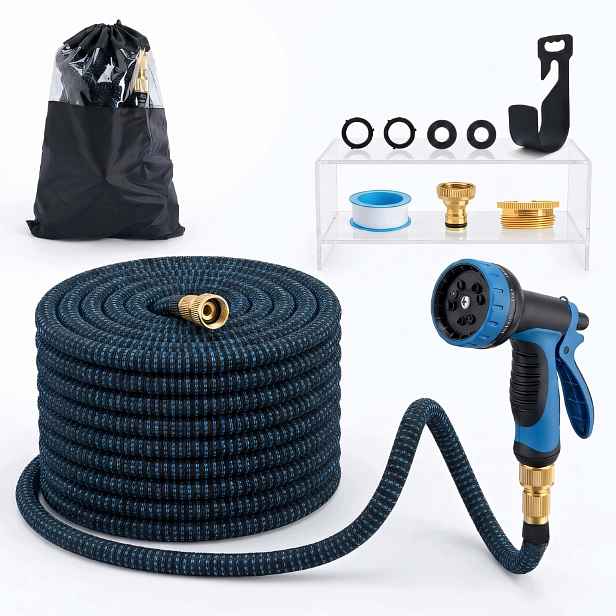Rozšiřitelná zahradní hadice 15 m 1/2" 3/4" Elastická Silná Pistole Sada
