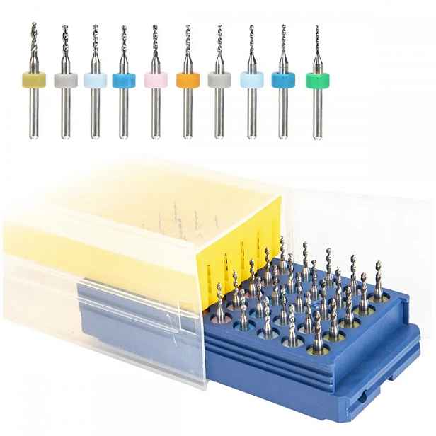 Sada mini vrtáků 1.1-2.0 mm elektronika Pcb 50 kusů karbid wolframu