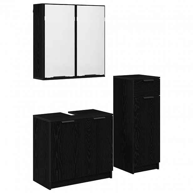 vidaXL Sada koupelnového nábytku 3 ks Černý dub 64,5 x 33,5 x 59 cm