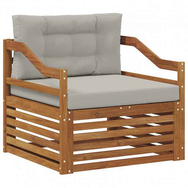 vidaXL Venkovní pohovka Solid Acacia Wood Přírodní a světle šedá