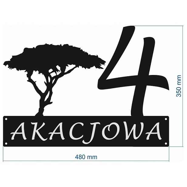 Číslo Na Dům 60 cm Tabulka Adresa Ocel 2 mm ul. Akáciová