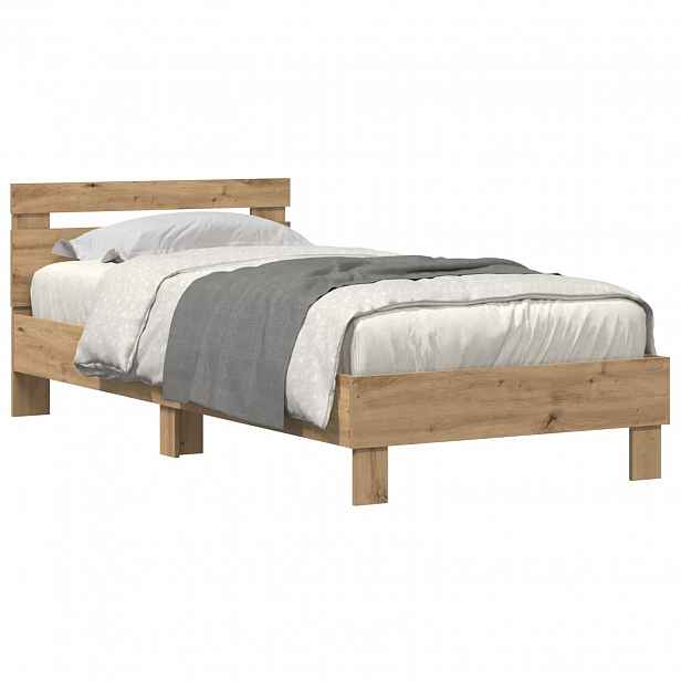 vidaXL Rám postele s čelo Artisanový dub 75 x 190 cm Kompozitní dřevo