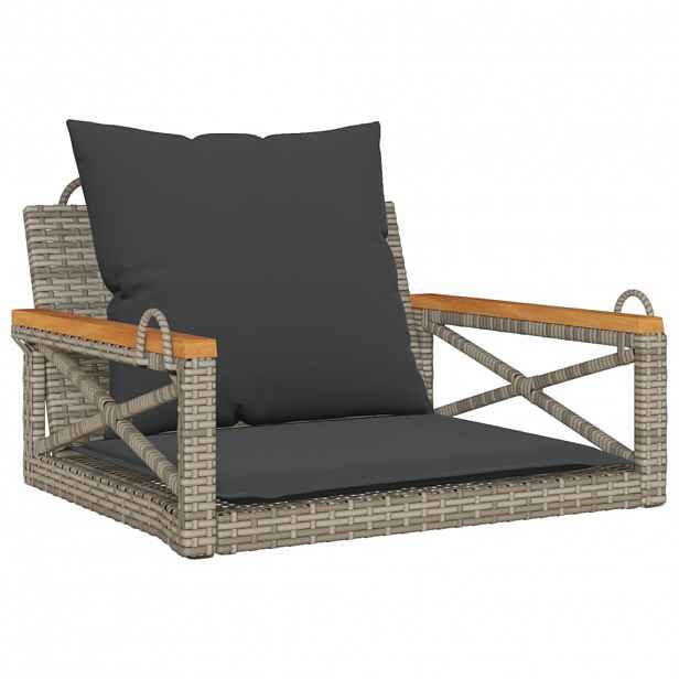 vidaXL Houpací lavice s poduškami šedá 63 x 62 x 40 cm polyratan