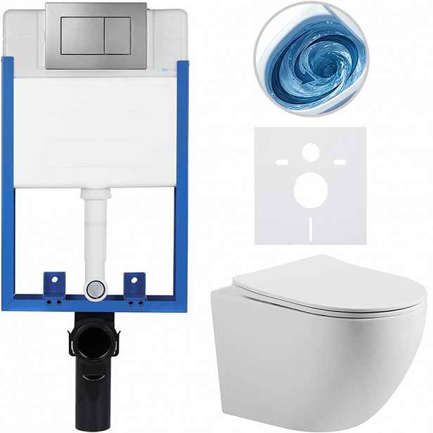Kompletní WC set Profi/Cesso - bílá matná - WC tlačítko Classic/Tmavě šedá - pro zazdění - 49x36 cm - 188236