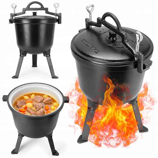 Lovecký Kotlík Smaltovaný Litinový Stojanový Hrnec Na Oheň 5 L Kamille