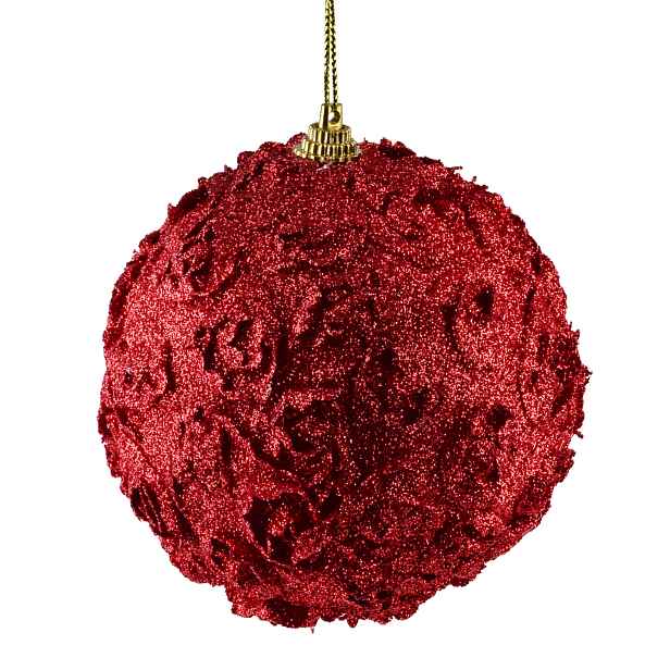 Mondex Vánoční baňka SANTA LILA Lace 10 cm červená