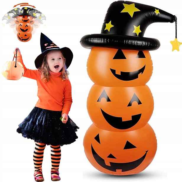 Nafukovací dýně Halloween Oranžovo-černá, aerodynamický design, lehká