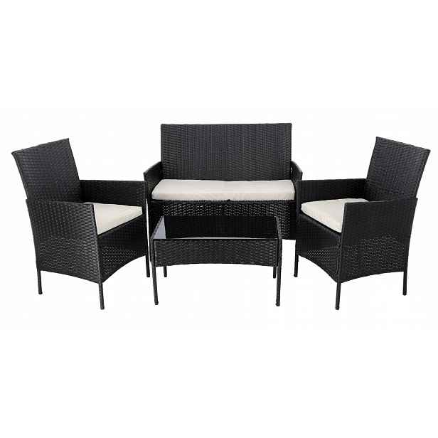 Set Zahradního Nábytku Garden Line Plast Ratan Černý 4EL.