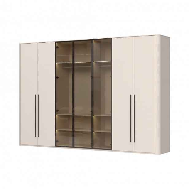 Skříň prosklená RONDO - P7-3AL/RO - Cashmere lak mat