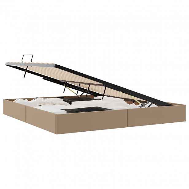 vidaXL Ottoman postel s úložištěm Cappuccino 200 x 200 cm Umělá kůže