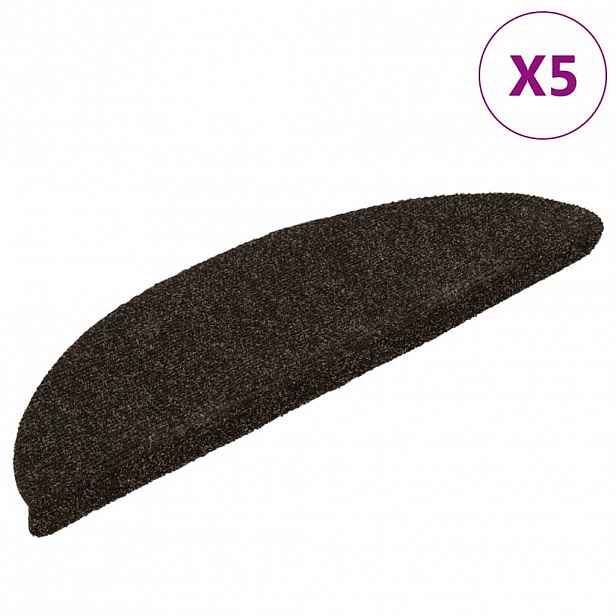 vidaXL Schodové rohože samolepicí 5 ks 56 x 17 x 3 cm tmavě hnědé půlkulaté