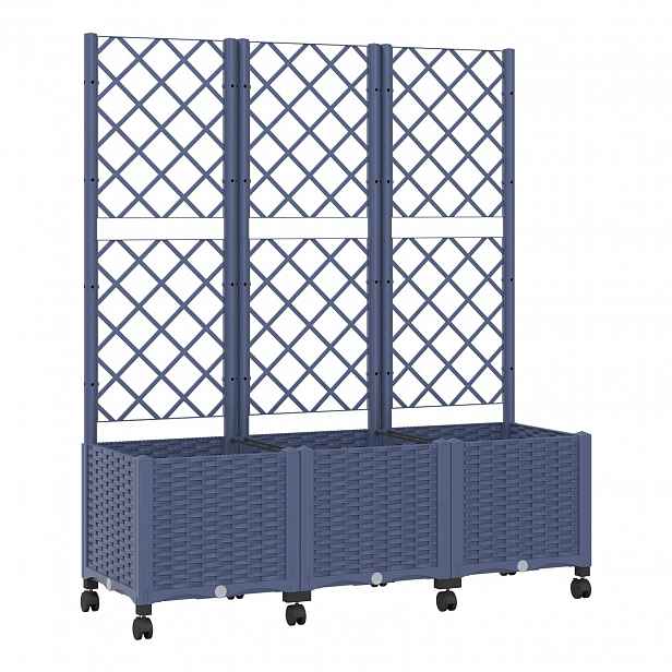 vidaXL Zahradní truhlík s treláží a koly Modro šedá 120 x 40 x 146 cm