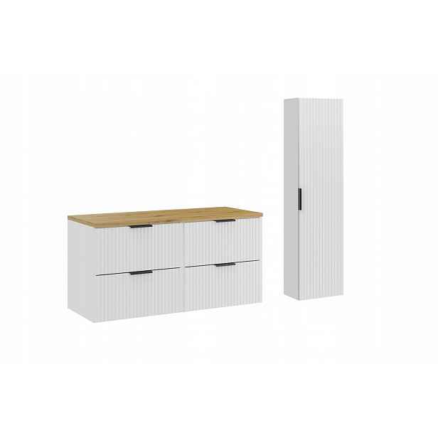 Zestaw meblowy 120cm Adel White z blatem i szafką wysoką Comad