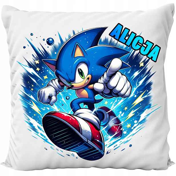 Polštář Bílý Sonic Bajka Sonik Modrý Blesk Jméno