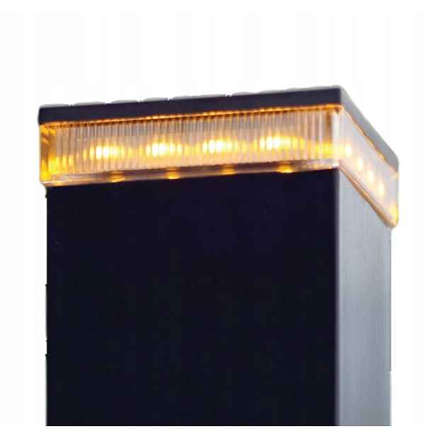 Signalizační a osvětlovací sloupková lampa žluto-bílá s ocelovým sloupkem