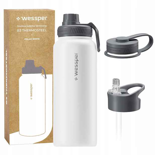 Termosová termoska Wessper B3 Thermosteel, tři náustky, 1 l