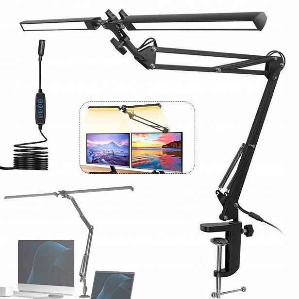 Led Lampa Kreslicí Stolní Lampa Dvojitá 3 Barvy Nabíječka 1000LM 24W
