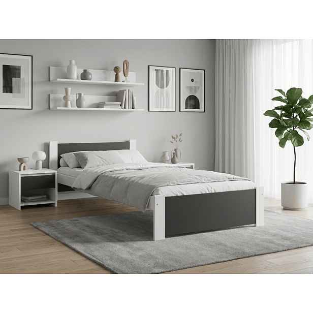 Postel IKAROS 90 x 200 cm, antracit/bílá Rošt: Bez roštu, Matrace: Bez matrace