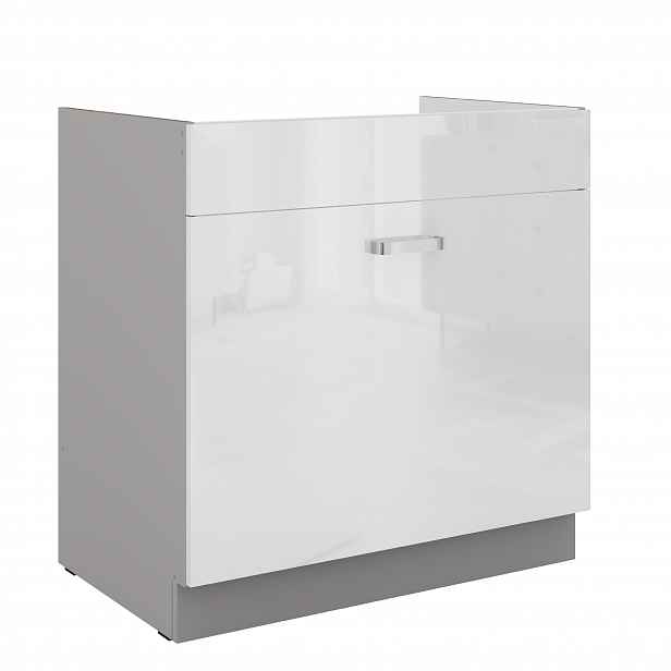 Spodní skříňka 80 ZL 1S BB - Premium Box Barva korpusu: Šedá, Barva dvířek: Bílý lesk (Blanka)
